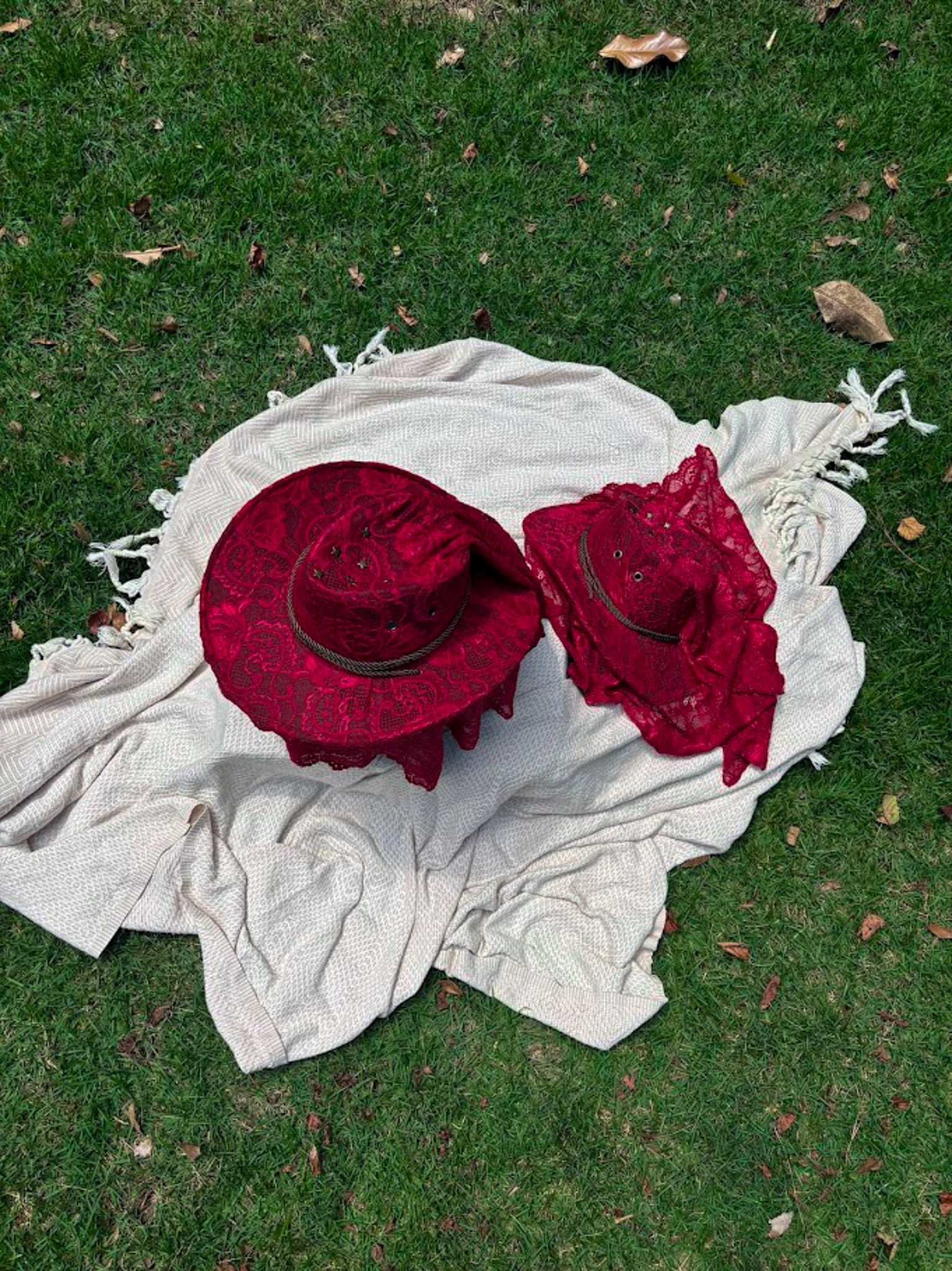 Lace Cowgirl Hat in Burgundy & Bronze