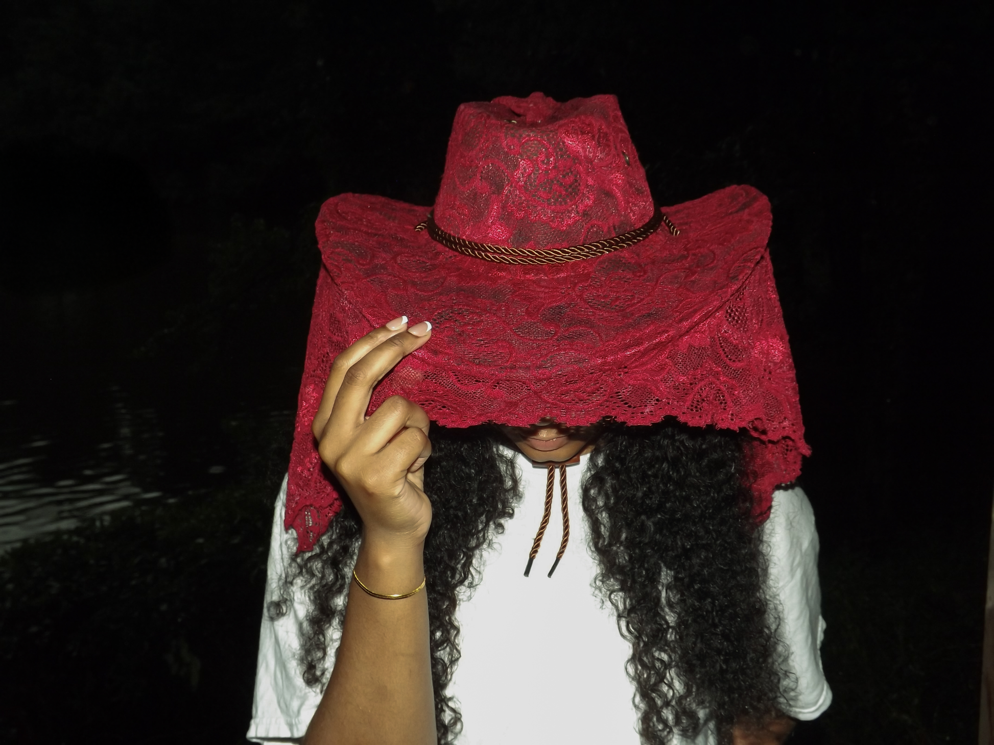 Lace Cowgirl Hat in Burgundy & Bronze
